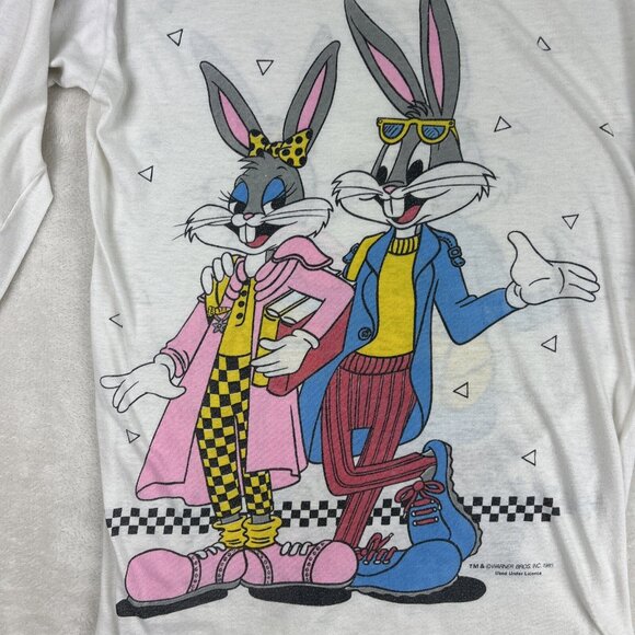 Vintage 1985 Bugs Bunny & Lola Adorable Kids Shirt Size 12 Looney Toons - Picture 2 of 8